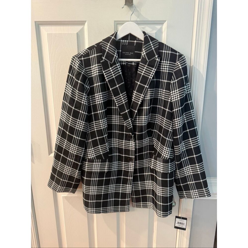 Rachel Roy Black & White Plaid Blazer sz 16W NWT - Picture 1 of 9